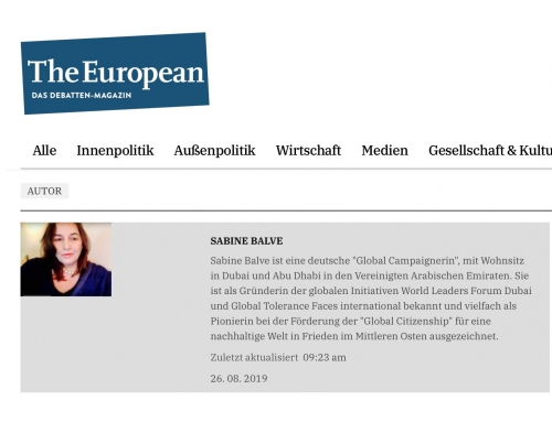 The European Online Debatten Magazin. Madame Sabine Balve official listed as Author.